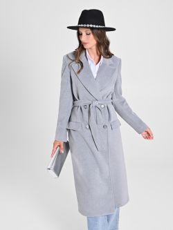 Maxi Grey Coat with Belt in_i7