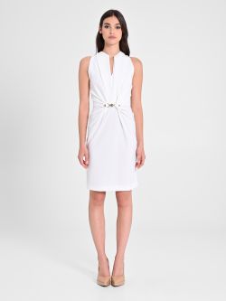 Vestido de tubo con inserción dorada det_1