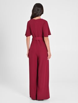 Burgundy Jumpsuit with Cap Sleeves det_3