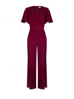 Burgundy Jumpsuit with Cap Sleeves det_4