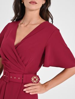 Burgundy Jumpsuit with Cap Sleeves in_i5