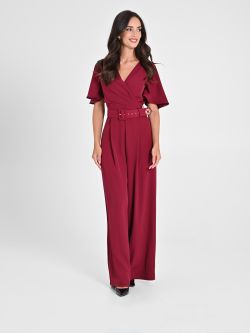Burgundy Jumpsuit with Cap Sleeves sp_e1