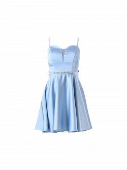 Light Blue Flared Dress in Structured Satin det_4