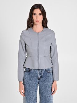 Faux Leather Jacket with Peplum det_2