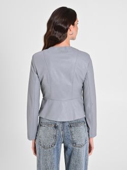 Faux Leather Jacket with Peplum in_i4