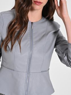 Faux Leather Jacket with Peplum in_i5
