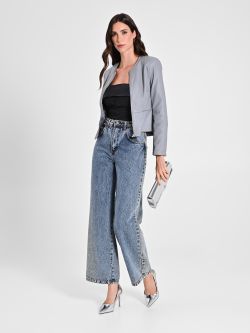 Faux Leather Jacket with Peplum in_i7