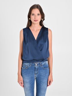 Crossover Top in Blue Satin det_2