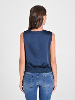Crossover Top in Blue Satin in_i4