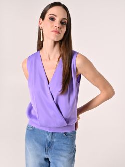Crossover Top in Lavender Purple Satin in_i7