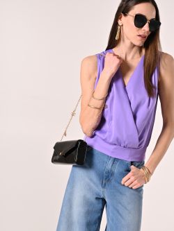 Crossover Top in Lavender Purple Satin sp_e1