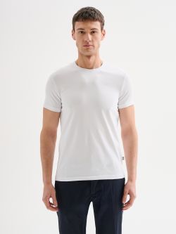 Men's White Short-Sleeved Crewneck T-Shirt QB24 det_3