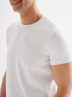 Men's White Short-Sleeved Crewneck T-Shirt QB24 in_i5
