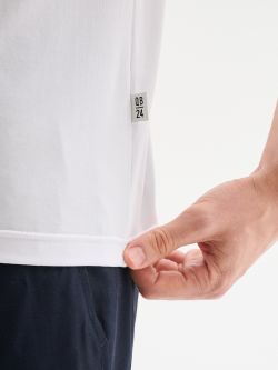 Men's White Short-Sleeved Crewneck T-Shirt QB24 in_i6