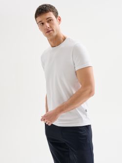 Men's White Short-Sleeved Crewneck T-Shirt QB24 in_i7