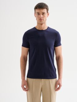 Men's Blue Short-Sleeved Crewneck T-shirt QB24 det_3