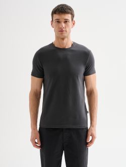 Men's Grey Short-Sleeved Crewneck T-Shirt QB24 det_3