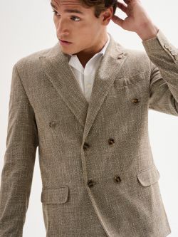 Men’s Double-breasted Jacket in Melange Fabric QB24 in_i5