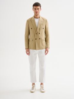 Veste homme double boutonnage lin mélangé QB24 det_1