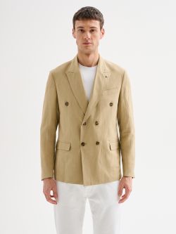 Veste homme double boutonnage lin mélangé QB24 det_3
