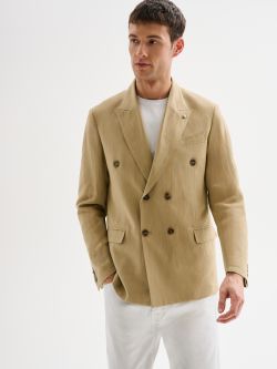 Veste homme double boutonnage lin mélangé QB24 sp_e1
