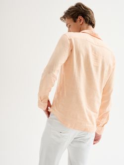 Men’s Peach Linen Shirt with French Collar QB24 in_i4