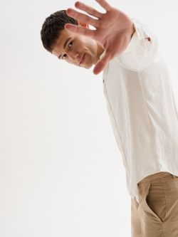 Camicia Uomo in Lino Collo alla Coreana QB24 in_i7