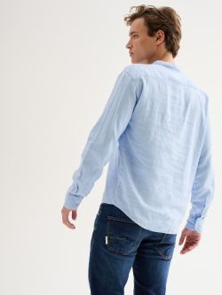 Men’s Linen Shirt with Mandarin Collar QB24 in_i4