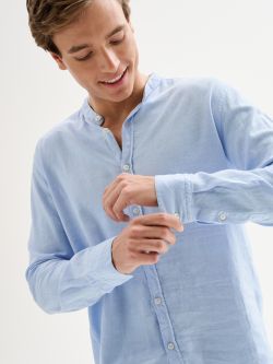Men’s Linen Shirt with Mandarin Collar QB24 in_i5