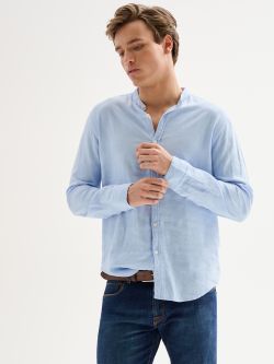 Men’s Linen Shirt with Mandarin Collar QB24 in_i7