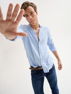 Men’s Linen Shirt with Mandarin Collar QB24 sp_e1