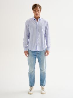 Men's Striped Shirt with French Collar QB24 det_1