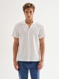 Men’s Seersucker Bowling Shirt QB24 det_3