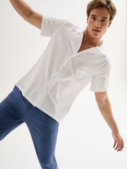 Men’s Seersucker Bowling Shirt QB24 in_i5