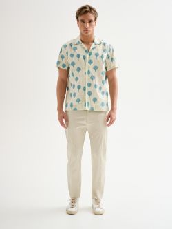 Men’s Leaf-print Bowling Shirt QB24 det_1