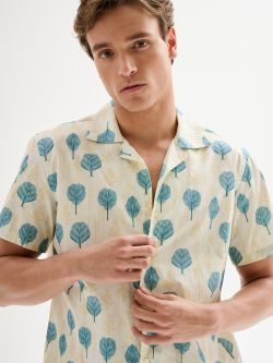 Men’s Leaf-print Bowling Shirt QB24 in_i5