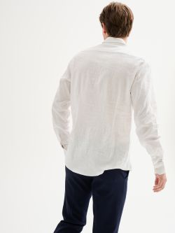 Men's White Linen Shirt with French Collar QB24 in_i4