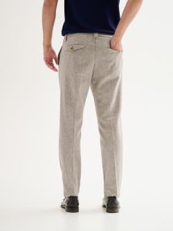 Men's Regular Linen Blend Trousers with Darts QB24 in_i4