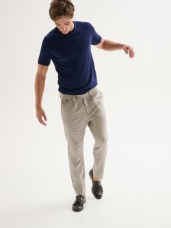 Men's Regular Linen Blend Trousers with Darts QB24 sp_e1
