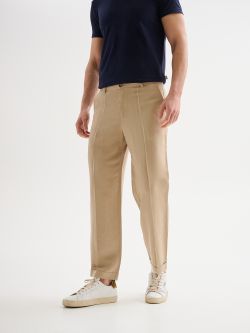 Męskie spodnie loose-fit z lnem QB24 in_i7