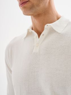 Men's Basic White Knitted Polo Short in Crepe Cotton QB24 in_i5