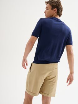 Polo Uomo in Maglia Basic Cotone Crepe Blu QB24 det_3