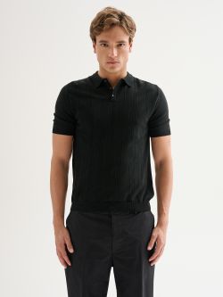 Men’s knitted Polo Shirt with Front Detailing QB24 det_3