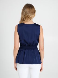 Blue Satin Top in_i4