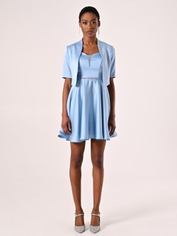 Bolero aus strukturiertem Satin in Hellblau det_1