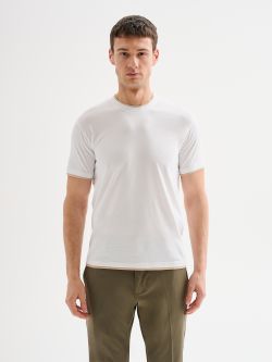 Men’s White T-Shirt with Contrast Trim QB24 det_3