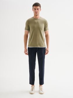 Men’s Sage Green T-Shirt with Contrast Trim QB24 det_1