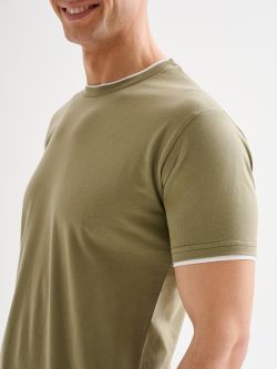 Men’s Sage Green T-Shirt with Contrast Trim QB24 in_i5