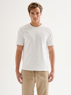 Men’s White Crewneck Pique T-shirt QB24 det_3