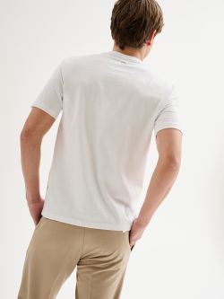 Men’s White Crewneck Pique T-shirt QB24 in_i4